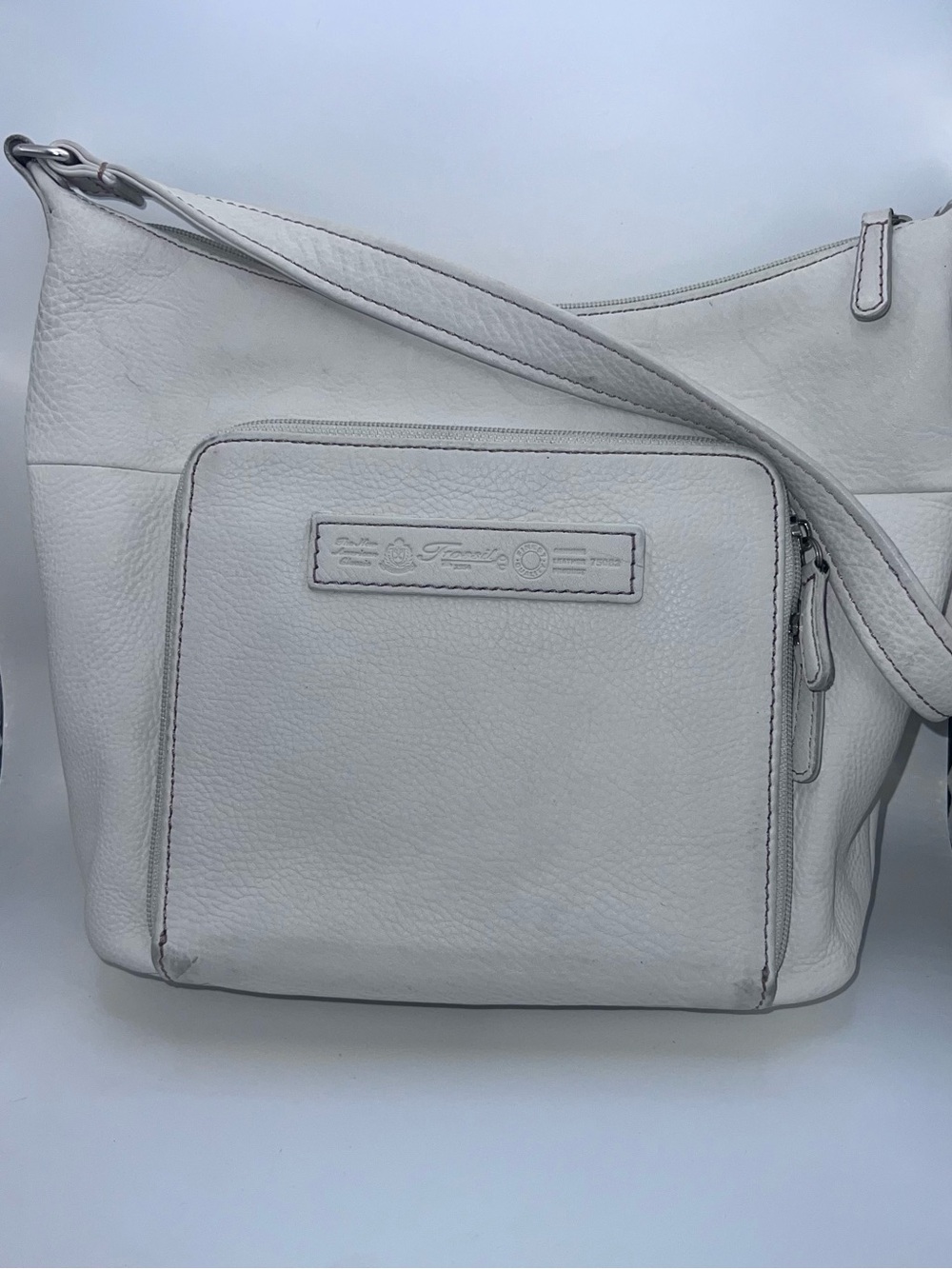 Vintage Fossil Genuine Leather White/Ivory Shoulder Bag Purse 75082